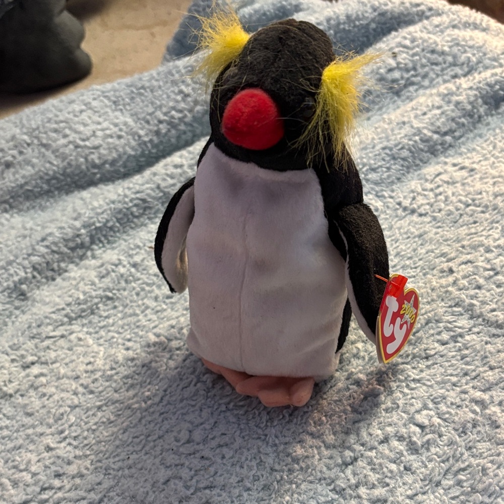 Ty Penguin Plush Toy - Black, White, Red, Yellow
